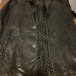 Claiborne Black Leather Trench Coat